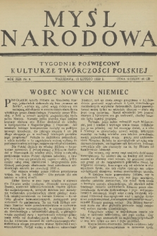 Myśl Narodowa : tygodnik poświęcony kulturze twórczości polskiej. R. 13, 1933, nr 9
