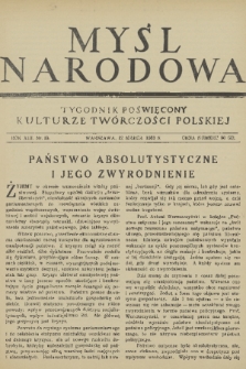 Myśl Narodowa : tygodnik poświęcony kulturze twórczości polskiej. R. 13, 1933, nr 13