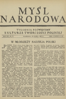 Myśl Narodowa : tygodnik poświęcony kulturze twórczości polskiej. R. 13, 1933, nr 15