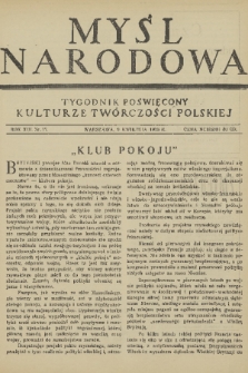 Myśl Narodowa : tygodnik poświęcony kulturze twórczości polskiej. R. 13, 1933, nr 17