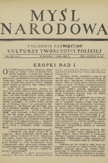 Myśl Narodowa : tygodnik poświęcony kulturze twórczości polskiej. R. 13, 1933, nr 21