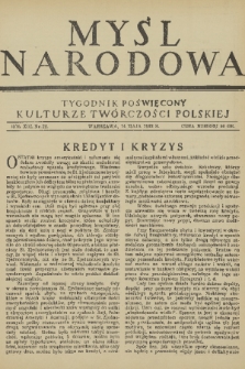 Myśl Narodowa : tygodnik poświęcony kulturze twórczości polskiej. R. 13, 1933, nr 22