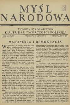 Myśl Narodowa : tygodnik poświęcony kulturze twórczości polskiej. R. 13, 1933, nr 33