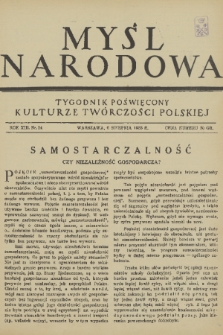 Myśl Narodowa : tygodnik poświęcony kulturze twórczości polskiej. R. 13, 1933, nr 34