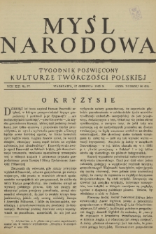 Myśl Narodowa : tygodnik poświęcony kulturze twórczości polskiej. R. 13, 1933, nr 37
