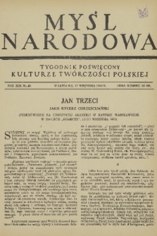 Myśl Narodowa : tygodnik poświęcony kulturze twórczości polskiej. R. 13, 1933, nr 40
