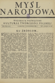 Myśl Narodowa : tygodnik poświęcony kulturze twórczości polskiej. R. 13, 1933, nr 42