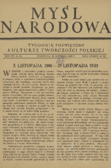 Myśl Narodowa : tygodnik poświęcony kulturze twórczości polskiej. R. 13, 1933, nr 50
