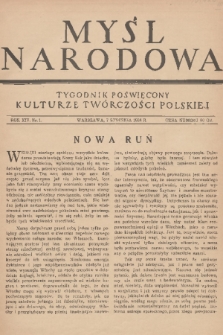 Myśl Narodowa : tygodnik poświęcony kulturze twórczości polskiej. R. 14, 1934, nr 1