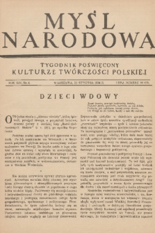 Myśl Narodowa : tygodnik poświęcony kulturze twórczości polskiej. R. 14, 1934, nr 4