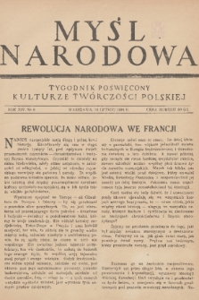 Myśl Narodowa : tygodnik poświęcony kulturze twórczości polskiej. R. 14, 1934, nr 8