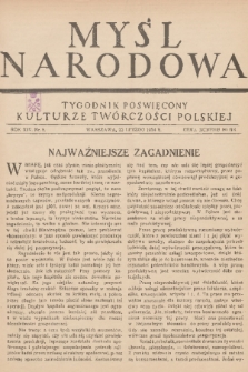 Myśl Narodowa : tygodnik poświęcony kulturze twórczości polskiej. R. 14, 1934, nr 9