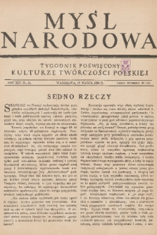 Myśl Narodowa : tygodnik poświęcony kulturze twórczości polskiej. R. 14, 1934, nr 11