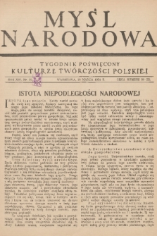 Myśl Narodowa : tygodnik poświęcony kulturze twórczości polskiej. R. 14, 1934, nr 13