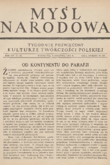Myśl Narodowa : tygodnik poświęcony kulturze twórczości polskiej. R. 14, 1934, nr 15