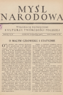Myśl Narodowa : tygodnik poświęcony kulturze twórczości polskiej. R. 14, 1934, nr 18