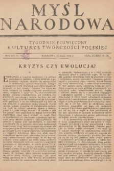Myśl Narodowa : tygodnik poświęcony kulturze twórczości polskiej. R. 14, 1934, nr 20