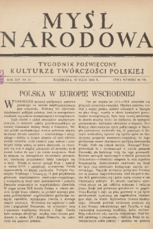 Myśl Narodowa : tygodnik poświęcony kulturze twórczości polskiej. R. 14, 1934, nr 21