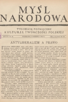 Myśl Narodowa : tygodnik poświęcony kulturze twórczości polskiej. R. 14, 1934, nr 39