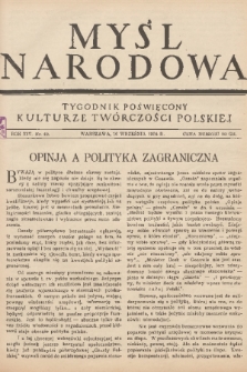 Myśl Narodowa : tygodnik poświęcony kulturze twórczości polskiej. R. 14, 1934, nr 40