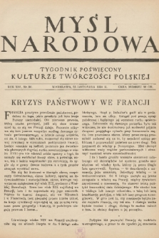 Myśl Narodowa : tygodnik poświęcony kulturze twórczości polskiej. R. 14, 1934, nr 50