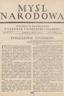 Myśl Narodowa : tygodnik poświęcony kulturze twórczości polskiej. R. 14, 1934, nr 51