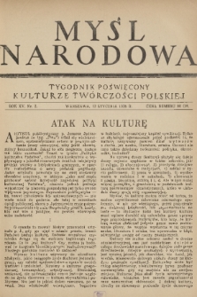 Myśl Narodowa : tygodnik poświęcony kulturze twórczości polskiej. R. 15, 1935, nr 2