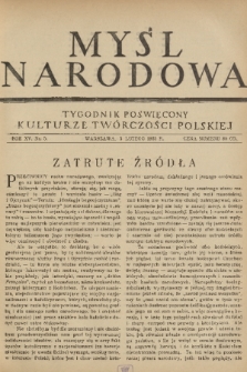 Myśl Narodowa : tygodnik poświęcony kulturze twórczości polskiej. R. 15, 1935, nr 5