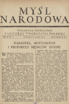 Myśl Narodowa : tygodnik poświęcony kulturze twórczości polskiej. R. 15, 1935, nr 7