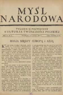 Myśl Narodowa : tygodnik poświęcony kulturze twórczości polskiej. R. 15, 1935, nr 8
