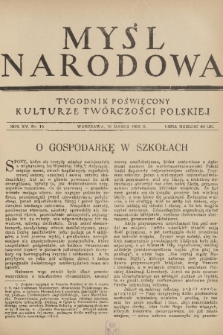 Myśl Narodowa : tygodnik poświęcony kulturze twórczości polskiej. R. 15, 1935, nr 10
