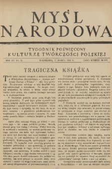 Myśl Narodowa : tygodnik poświęcony kulturze twórczości polskiej. R. 15, 1935, nr 11