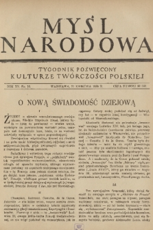 Myśl Narodowa : tygodnik poświęcony kulturze twórczości polskiej. R. 15, 1935, nr 16