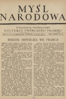Myśl Narodowa : tygodnik poświęcony kulturze twórczości polskiej. R. 15, 1935, nr 22