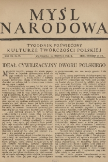 Myśl Narodowa : tygodnik poświęcony kulturze twórczości polskiej. R. 15, 1935, nr 25