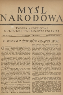 Myśl Narodowa : tygodnik poświęcony kulturze twórczości polskiej. R. 15, 1935, nr 28