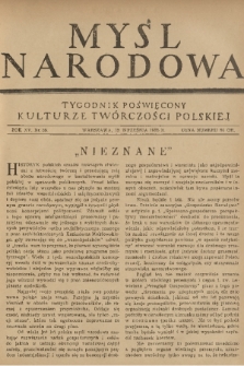 Myśl Narodowa : tygodnik poświęcony kulturze twórczości polskiej. R. 15, 1935, nr 38