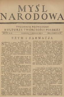 Myśl Narodowa : tygodnik poświęcony kulturze twórczości polskiej. R. 15, 1935, nr 45