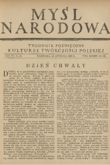 Myśl Narodowa : tygodnik poświęcony kulturze twórczości polskiej. R. 15, 1935, nr 48