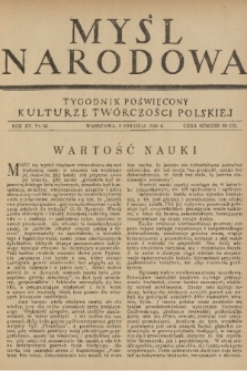 Myśl Narodowa : tygodnik poświęcony kulturze twórczości polskiej. R. 15, 1935, nr 50