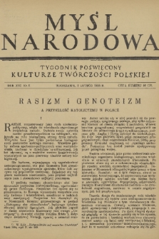 Myśl Narodowa : tygodnik poświęcony kulturze twórczości polskiej. R. 16, 1936, nr 5