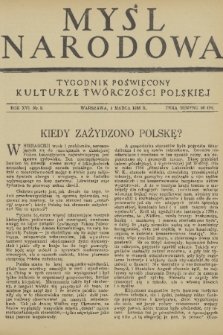 Myśl Narodowa : tygodnik poświęcony kulturze twórczości polskiej. R. 16, 1936, nr 9
