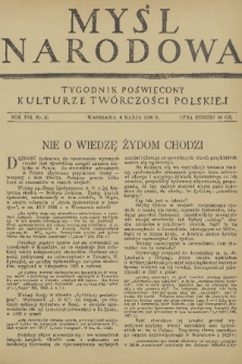 Myśl Narodowa : tygodnik poświęcony kulturze twórczości polskiej. R. 16, 1936, nr 10