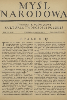 Myśl Narodowa : tygodnik poświęcony kulturze twórczości polskiej. R. 16, 1936, nr 11