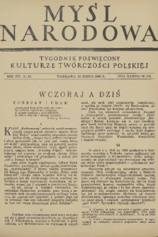 Myśl Narodowa : tygodnik poświęcony kulturze twórczości polskiej. R. 16, 1936, nr 12