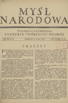 Myśl Narodowa : tygodnik poświęcony kulturze twórczości polskiej. R. 16, 1936, nr 13