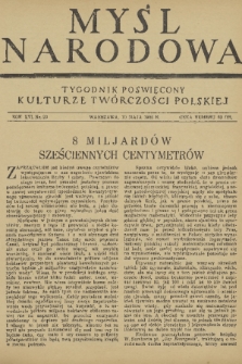 Myśl Narodowa : tygodnik poświęcony kulturze twórczości polskiej. R. 16, 1936, nr 20