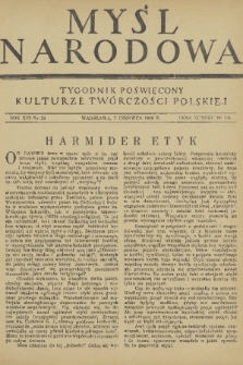Myśl Narodowa : tygodnik poświęcony kulturze twórczości polskiej. R. 16, 1936, nr 24