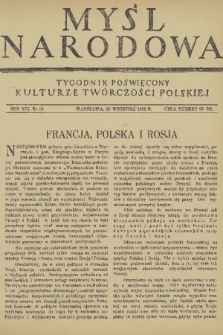 Myśl Narodowa : tygodnik poświęcony kulturze twórczości polskiej. R. 16, 1936, nr 39
