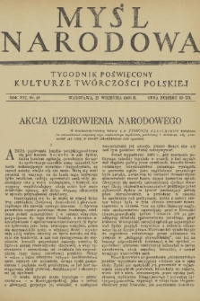 Myśl Narodowa : tygodnik poświęcony kulturze twórczości polskiej. R. 16, 1936, nr 40